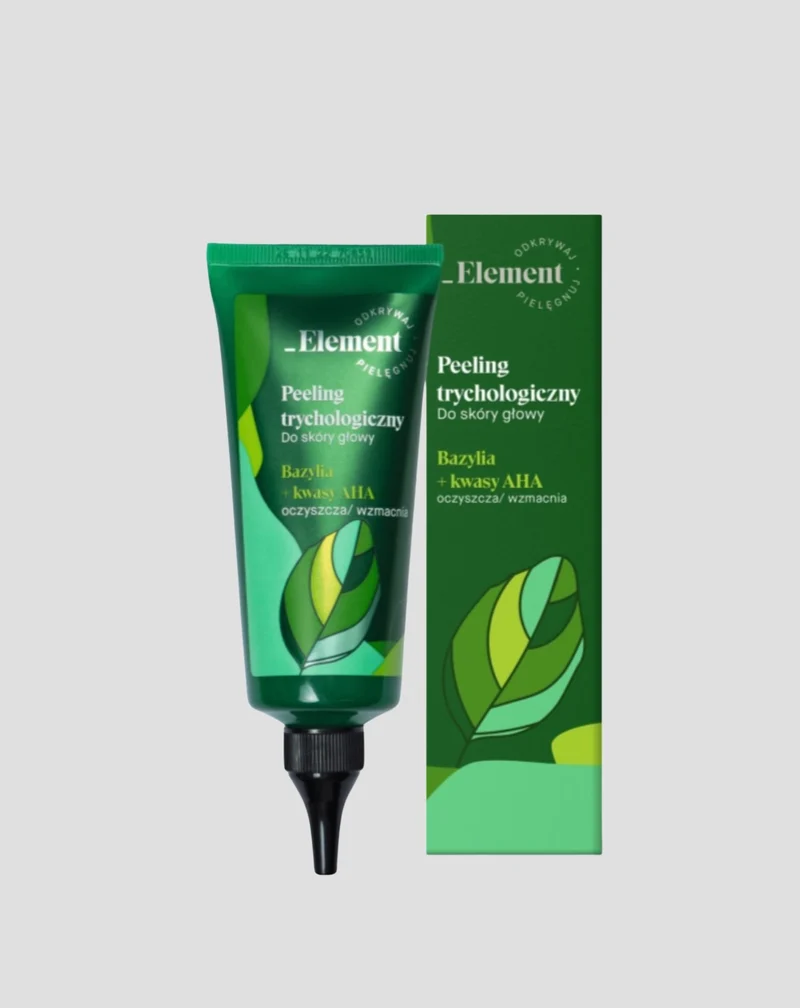 Gommage nettoyant trichologique du cuir chevelu à l’extrait de basilic et à l’élément acide de fruit Element