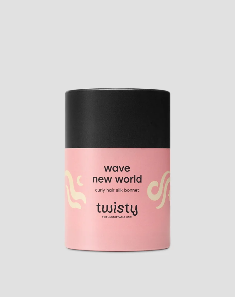 Bonnet de nuit en soie rose pour cheveux bouclés et ondulés - Twisty