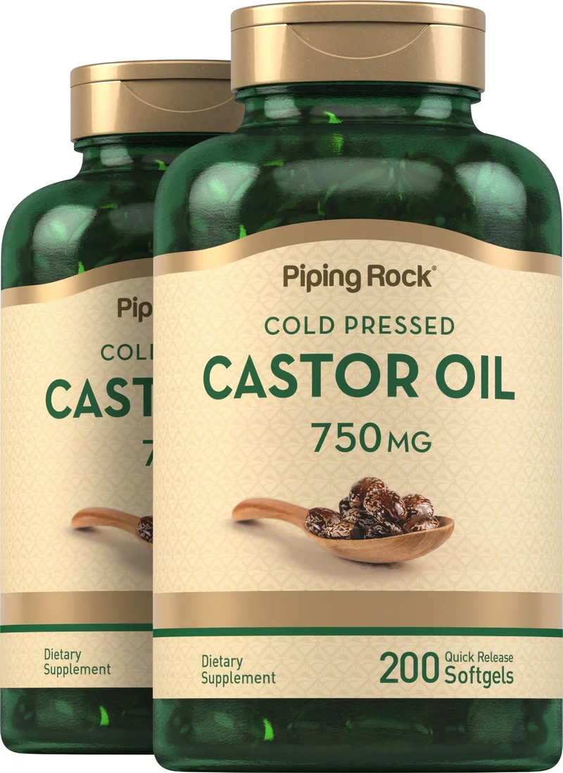 Castor Oil (Cold Pressed), 750 mg, 200 Quick Release Softgels, 2 Bottles