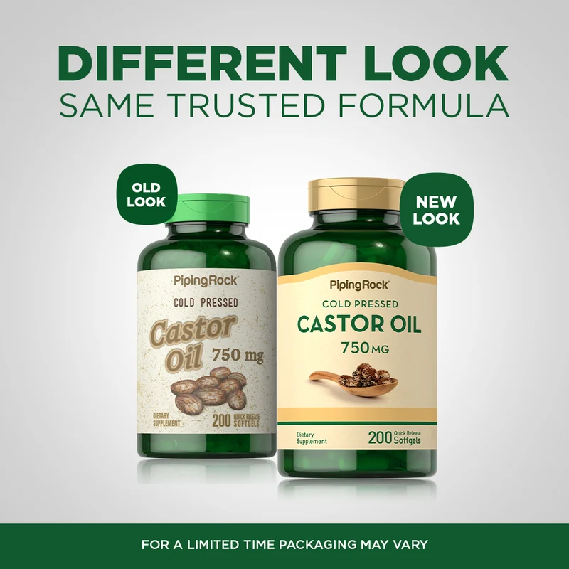 Castor Oil (Cold Pressed), 750 mg, 200 Quick Release Softgels, 2 Bottles