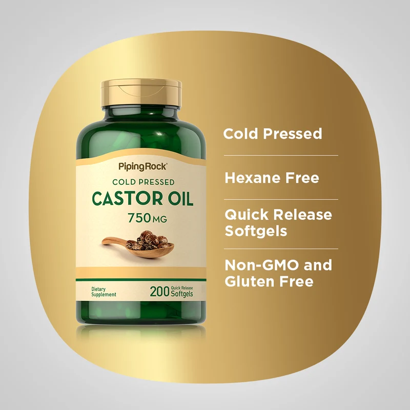 Castor Oil (Cold Pressed), 750 mg, 200 Quick Release Softgels, 2 Bottles