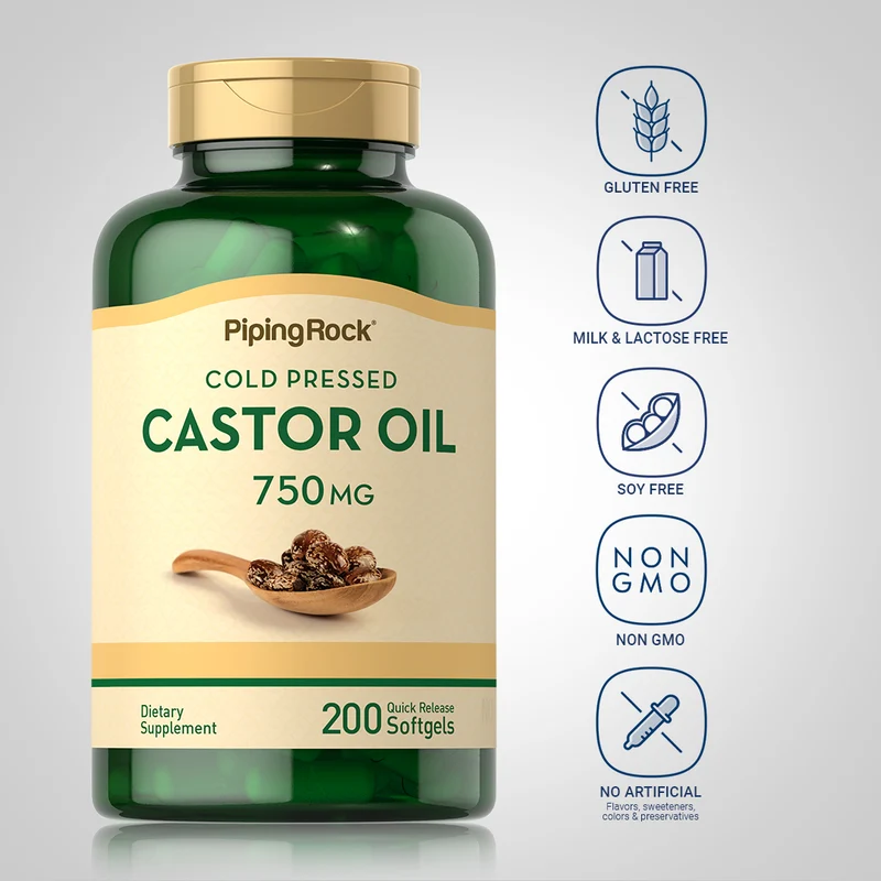 Castor Oil (Cold Pressed), 750 mg, 200 Quick Release Softgels, 2 Bottles