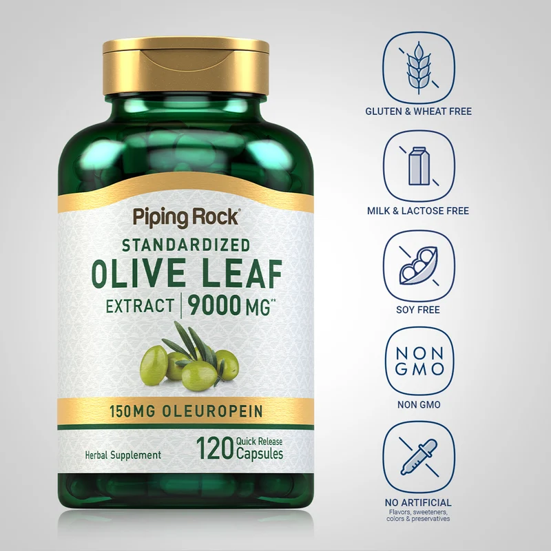Olive Leaf Extract, 9000 mg, 120 Quick Release Capsules, 2 Bottles