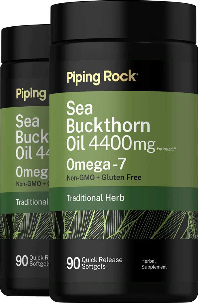 Sea Buckthorn Oil with Omega-7, 4400 mg, 90 Quick Release Softgels, 2 Bottles