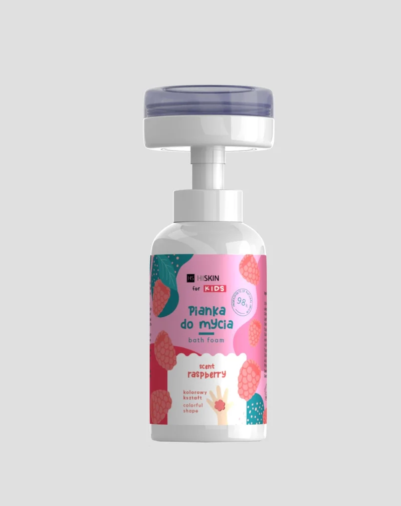 Mousse lavante corps et mains au parfum de framboises pour les enfants HiSkin