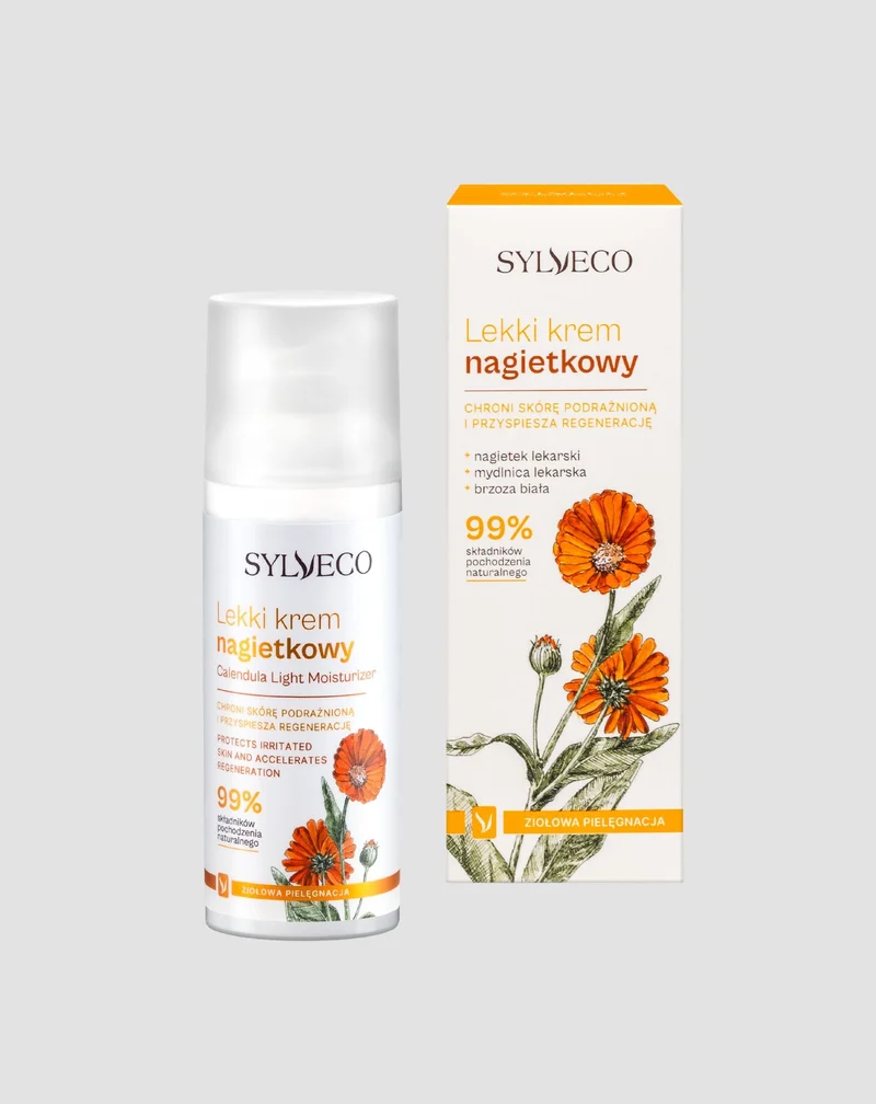 Crème légère au calendula pour tous les types de peau afin d'accélérer le renouvellement de la peau Sylveco