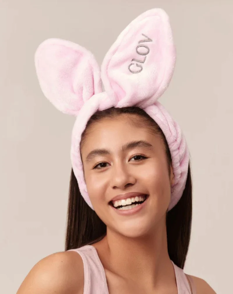Bandeau à cheveux Bunny Ears Pink Glov pour un toilettage facile