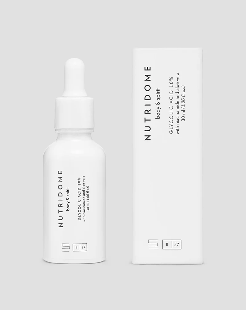 Sérum Nuit Régénérant Nutridome à l'acide glycolique 10% avec niacinamide & Aloe Vera