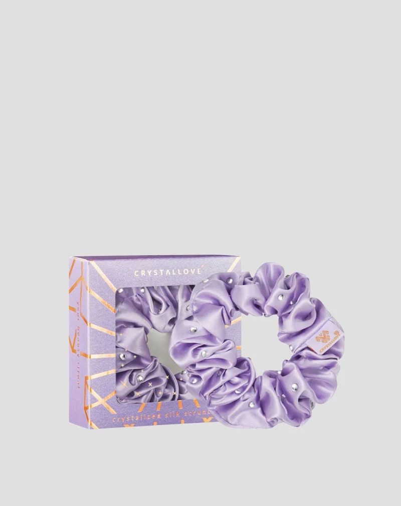 Chouchou en soie avec cristaux – lilac Crystallove