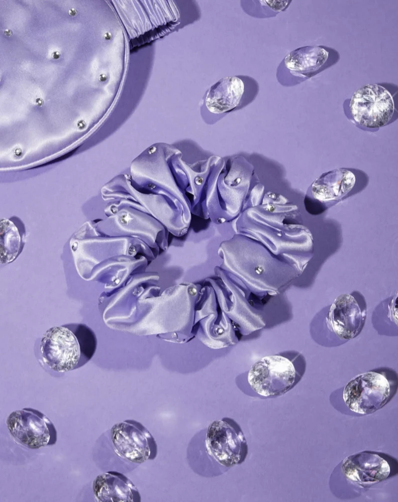 Chouchou en soie avec cristaux – lilac Crystallove
