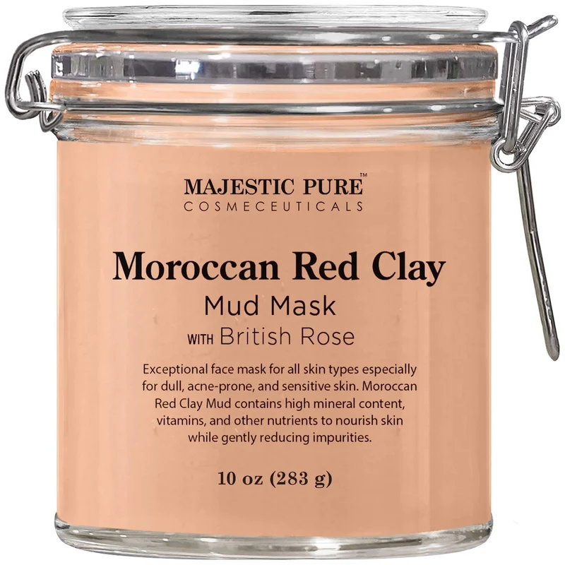 Majestic Pure - Masque facial de boue d'argile rouge marocaine "Moroccan Red Clay Mud Mask" - 283g