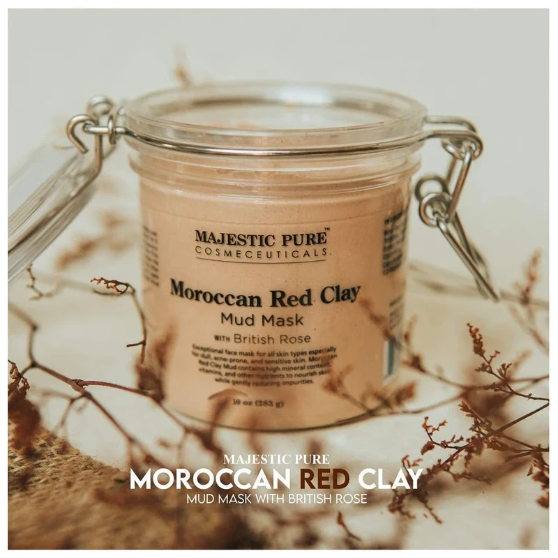 Majestic Pure - Masque facial de boue d'argile rouge marocaine "Moroccan Red Clay Mud Mask" - 283g