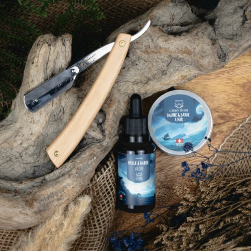 Coffret pour la barbe - Shavette en Olivier