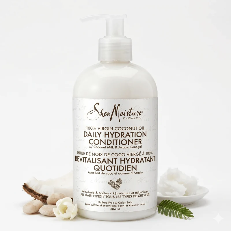 Shea Moisture - Après-Shampoing Hydratant 100% Huile De Noix De Coco (Plusieurs contenances disponibles)