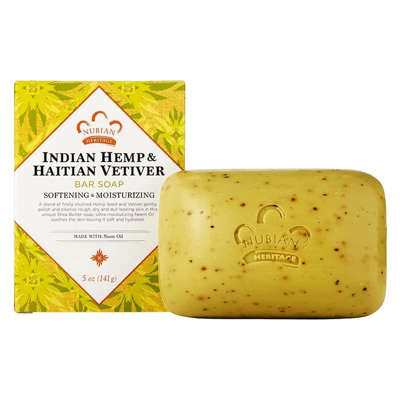 Nubian Heritage - Savon au chanvre indien et au vétiver haïtien - adoucissant et hydratant - 141 g