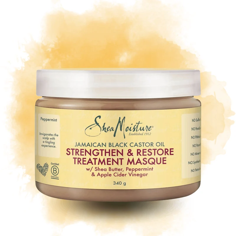 Shea Moisture - Masque à l'huile de ricin noire jamaïcaine pour renforcer et restaurer les cheveux - 340g