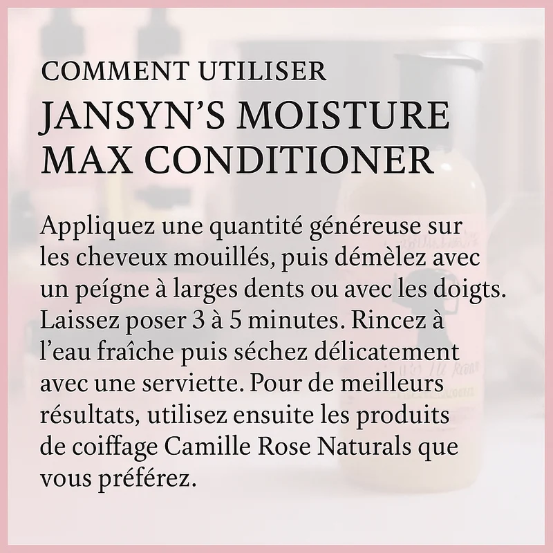 Camille Rose - Après-shampoing à la coco & aloe "Moisture max" 240ml (Jansyn's)