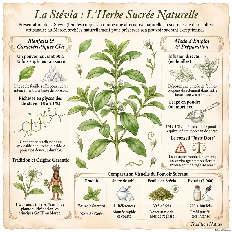 Stévia – Feuilles coupées (Stevia rebaudiana Bertoni)