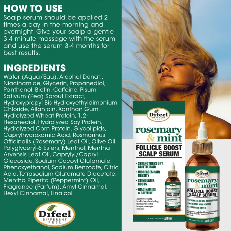 Difeel - Sérum pour le cuir chevelu Follicle Boost – Romarin et Menthe 118ml