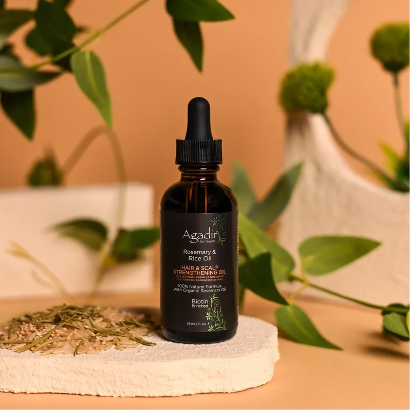 Agadir – Huile au romarin et à l'eau de riz, pour cheveux et cuir chevelu - 59ml