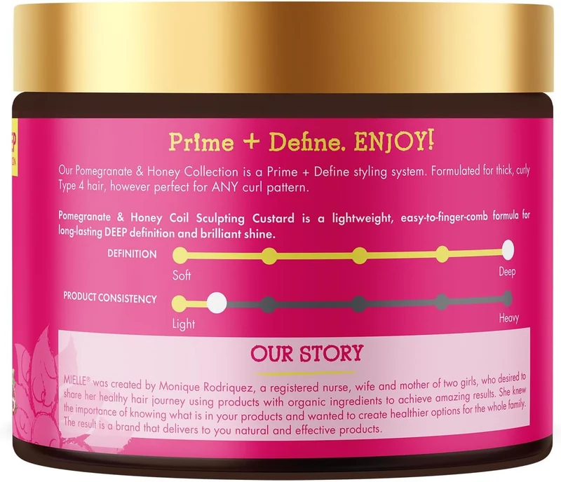 Mielle Organics - Gelée coiffante pour boucles grenade & miel 340g (coil sculpting custard)