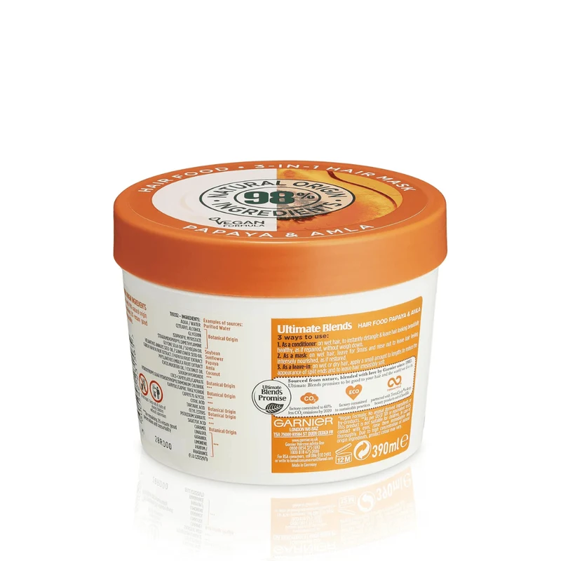 Garnier - Ultimate Blends- Masque soin à la Papaye et Amla 3-in-1 vegan 390ml