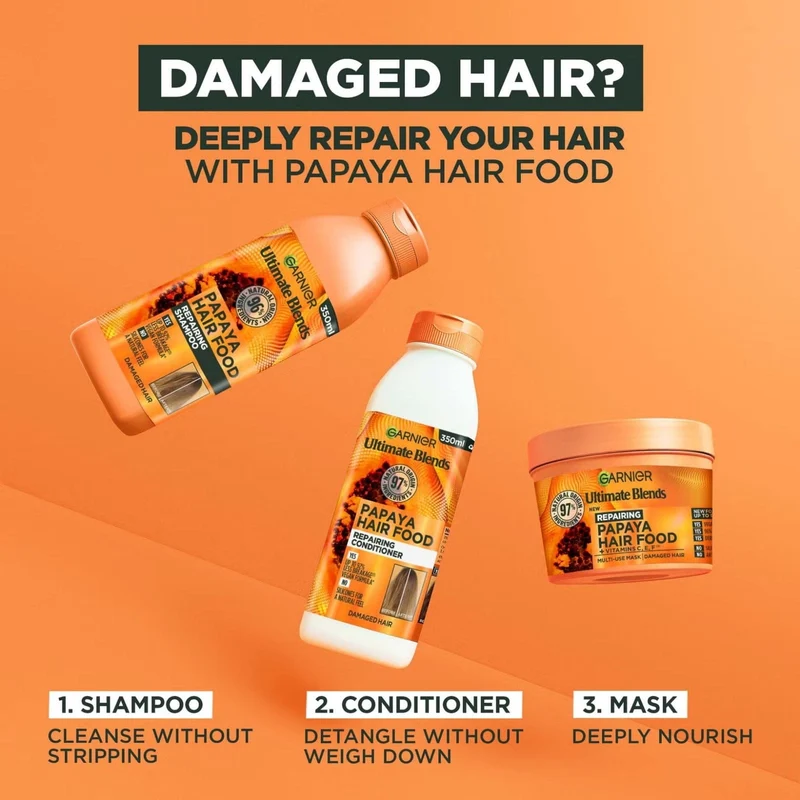 Garnier - Ultimate Blends- Masque soin à la Papaye et Amla 3-in-1 vegan 390ml
