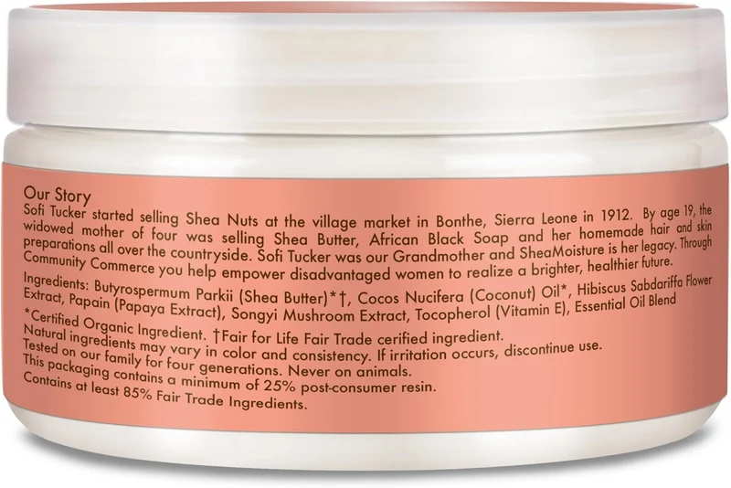 Shea Moisture - Crème Au Beurre De Karité Infusé À La Noix De Coco Et L'Hibiscus 113G