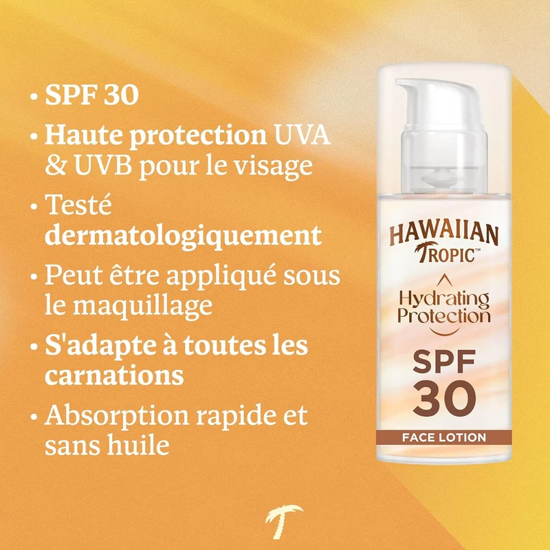 Hawaiian Tropic - Lotion Protectrice Hydratante & Légère Spf 30 – Visage - 50ml