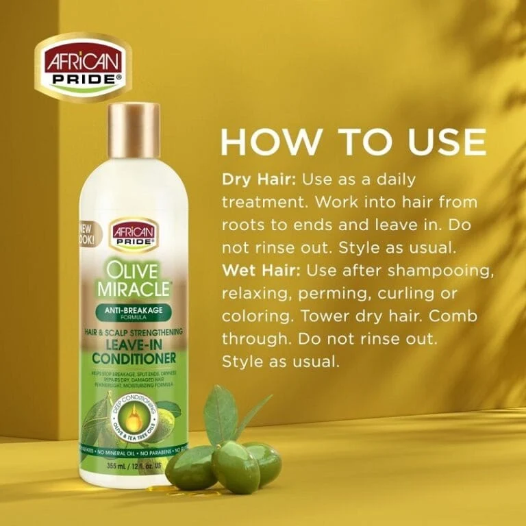 African Pride - Olive Miracle soin sans rinçage anti-casse - 355ml