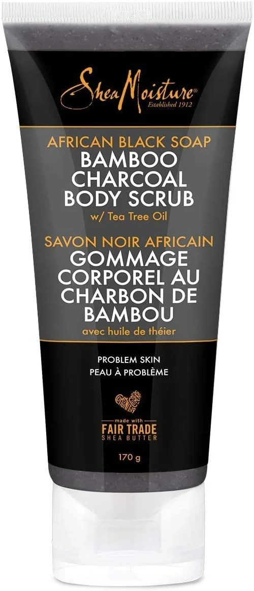Shea Moisture - Gommage Corporel Au Charbon De Bambou Avec Savon Noir Africain Avec Huile De Théier 170G
