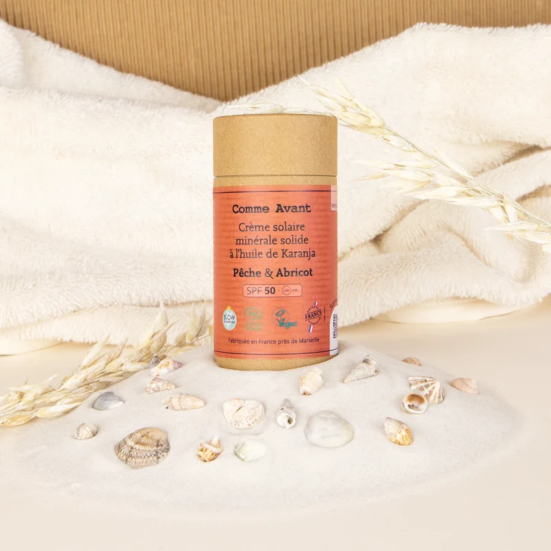Crème solaire minérale Solide SPF50 à l'huile de Karanja