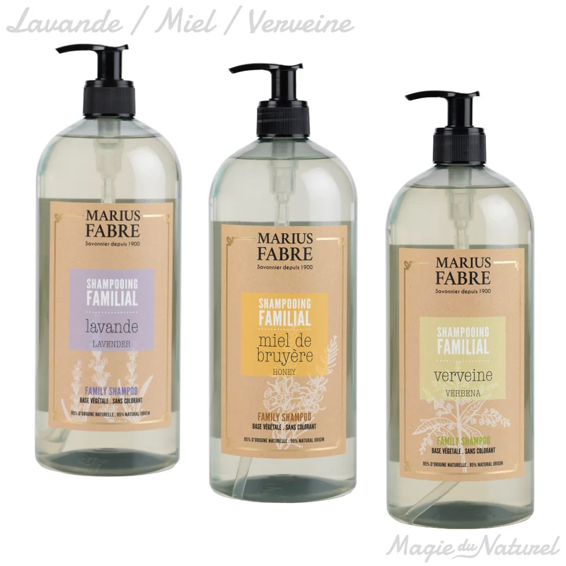 Shampoing familial 1L, parfum Lavande / Miel / Verveine