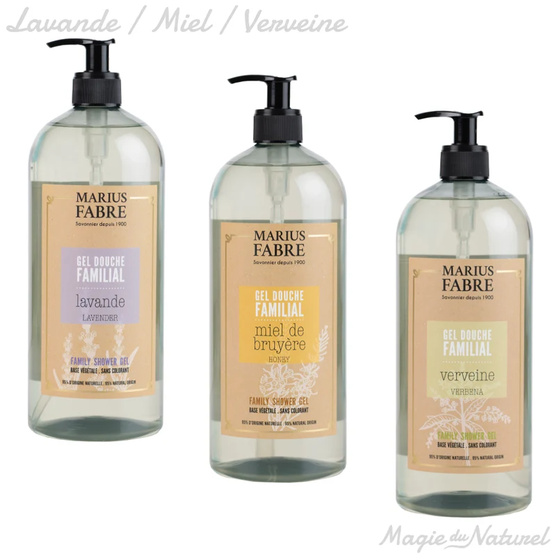 Gel douche familial 1L, parfum Lavande / Miel / Verveine