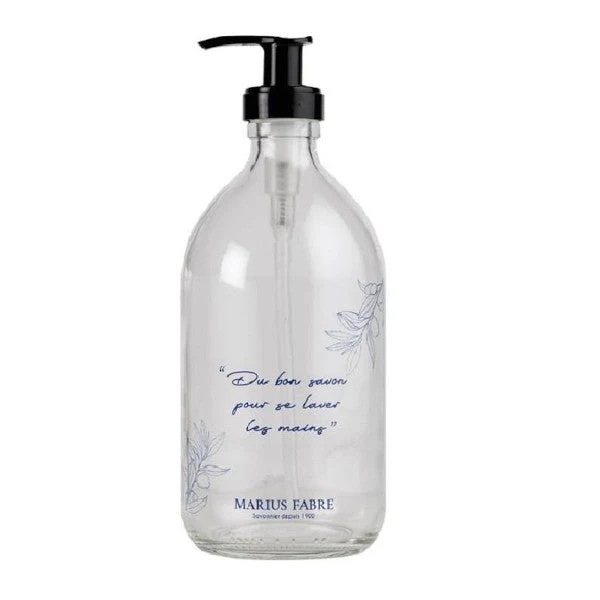 Flacon pompe en verre « Du bon savon pour se laver les mains » - 500ml