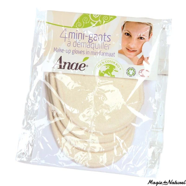 4 mini gants à démaquiller lavables Bio - Anaé