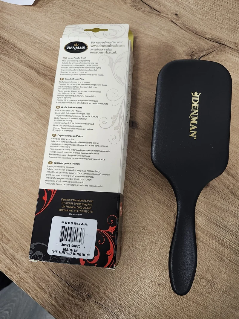 Denman - Grande Brosse Plate aux poils de sanglier "Large Paddle Brush" - P083BOAR