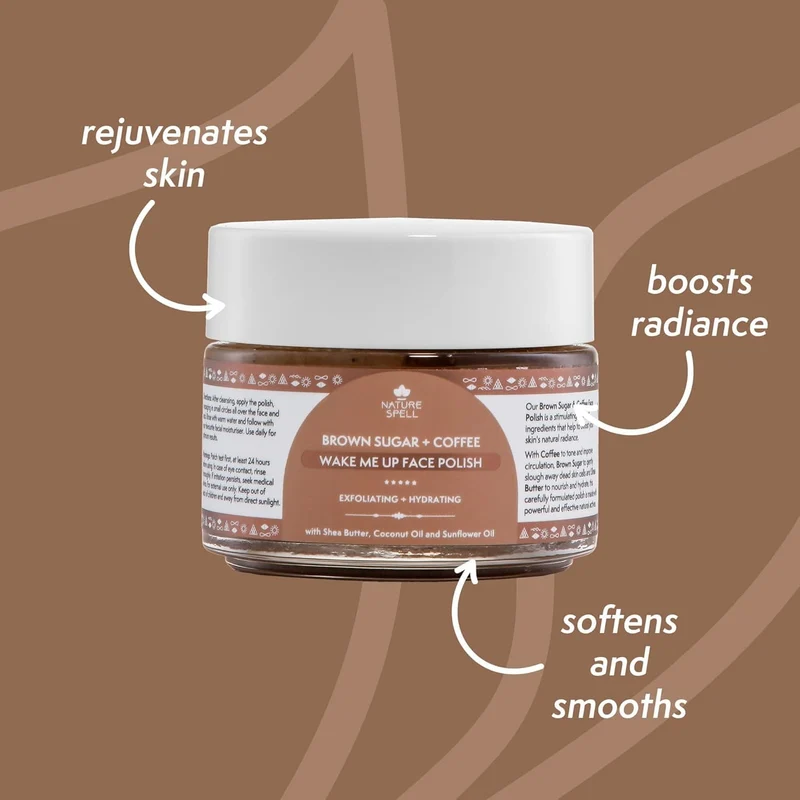 Nature Spell - Gommage visage Exfoliant & Nourrissant "Wake Me Up Face polish Brown Sugar & Coffee"- 100ml