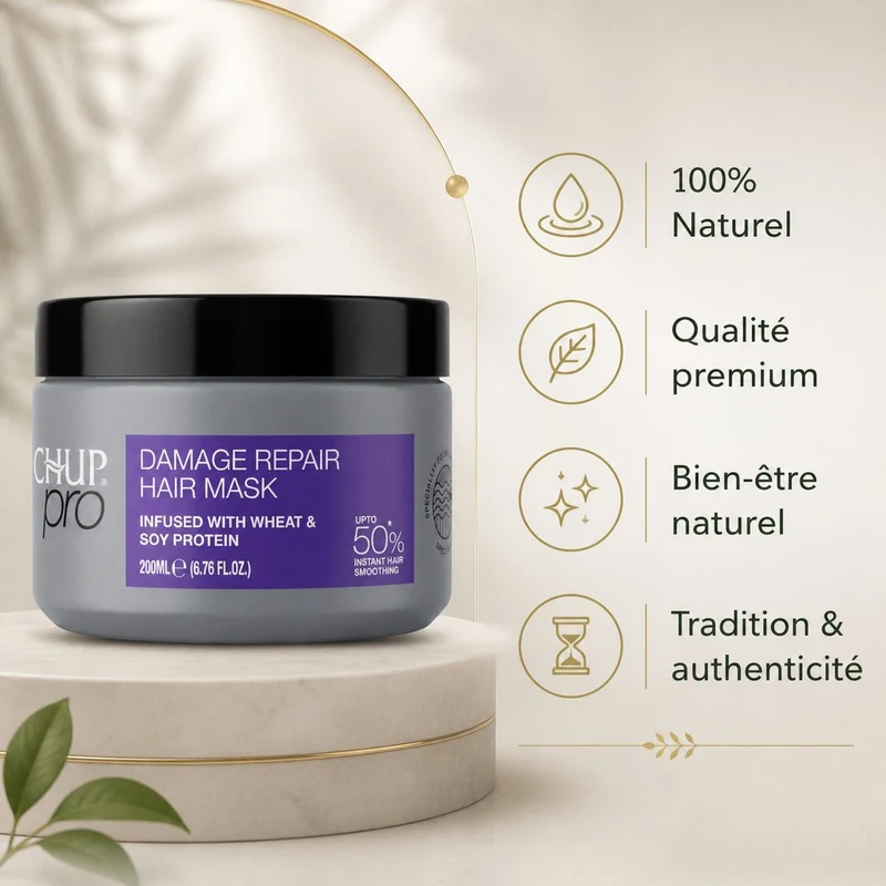 Trichup Pro Masque Capillaire Réparation (Damage Repair) – Protéines de Blé & Soja – 200 ml
