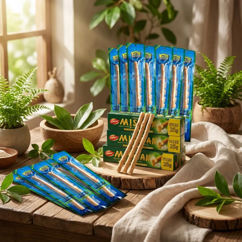 Pack Hygiène Naturelle : 20 Siwak Arak + 5 Dentifrices Miswak Dabur Sans Fluor