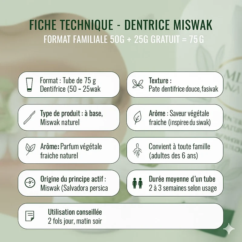 Pack Hygiène Naturelle : 20 Siwak Arak + 5 Dentifrices Miswak Dabur Sans Fluor