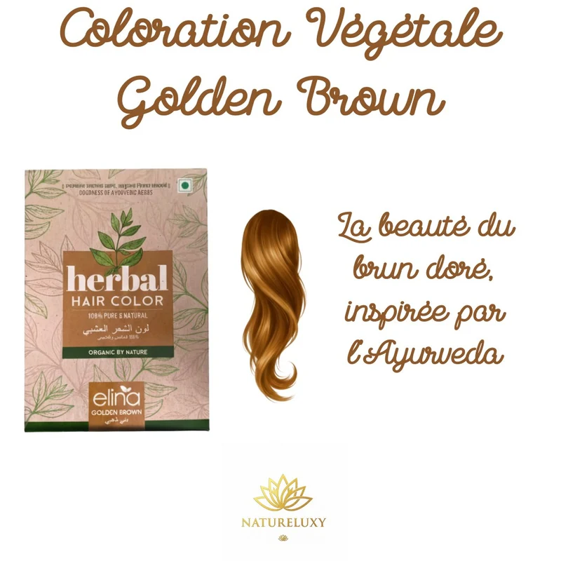 Coloration capillaire végétale Golden Brown – herbes ayurvédiques