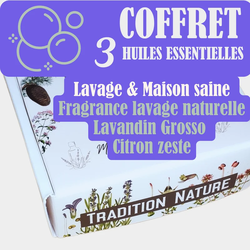 Coffret 3 huiles essentielles Lavage et Maison saine