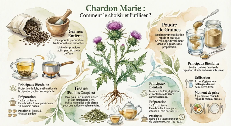 Chardon Marie tisane - Plante coupée (Silybum marianum)