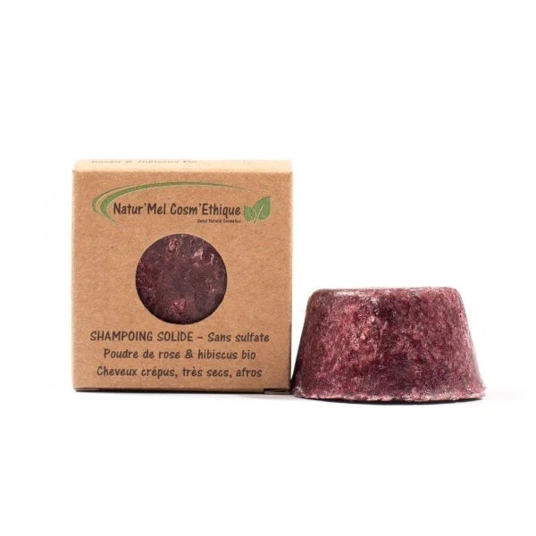 Shampoing solide rose & hibiscus - sans sulfate - cheveux secs à crépus