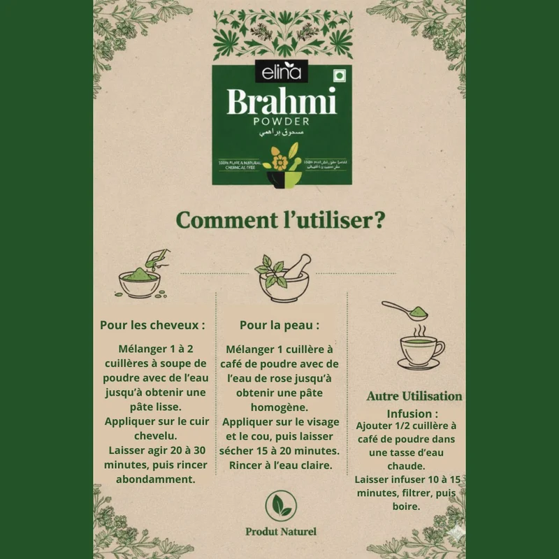 Poudre de Brahmi 100 g – soin capillaire en poudre