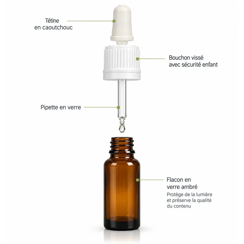 Flacon Estérel avec pipette en verre