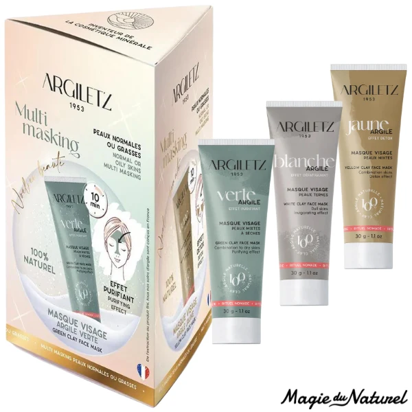 Trio mini masques à l'argile - peaux normales ou grasses