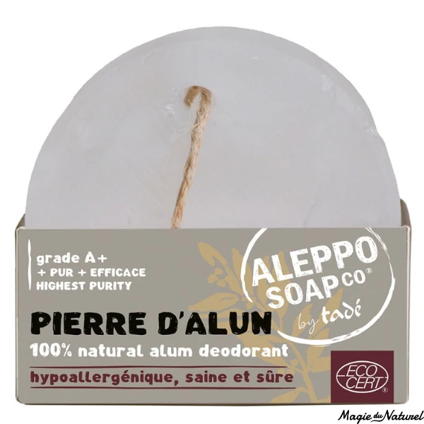 Pierre d'alun ronde naturelle, déodorant certifié cosmos - 100 g