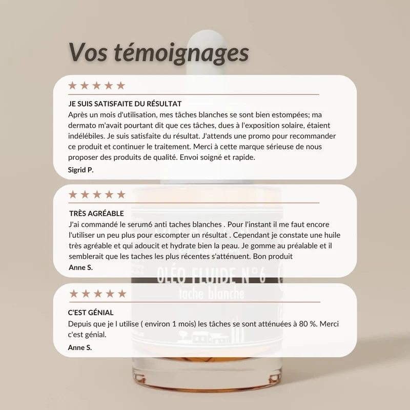 Sérum Anti-Taches Blanches naturel - Oléo-Fluide N°6